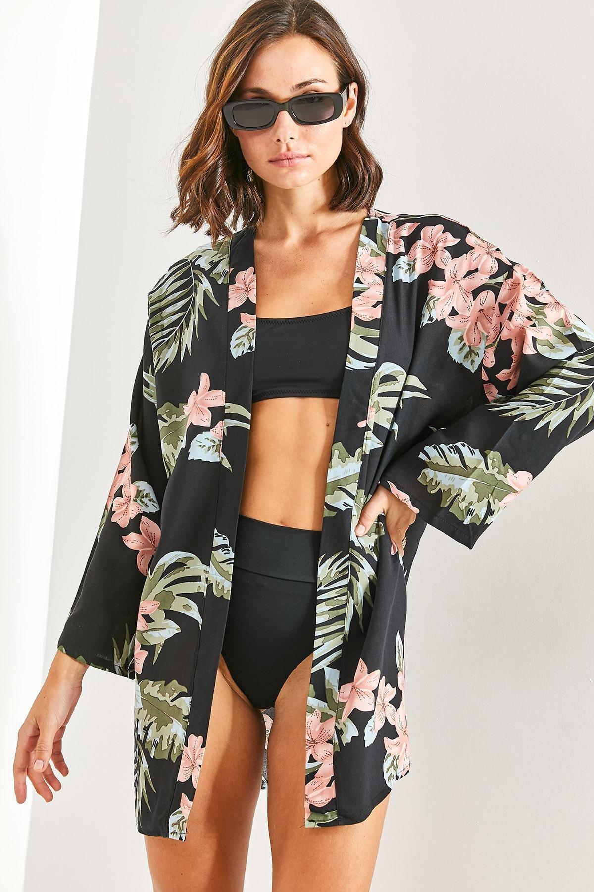 Multicolour Patterned Kimono, , large image number 1