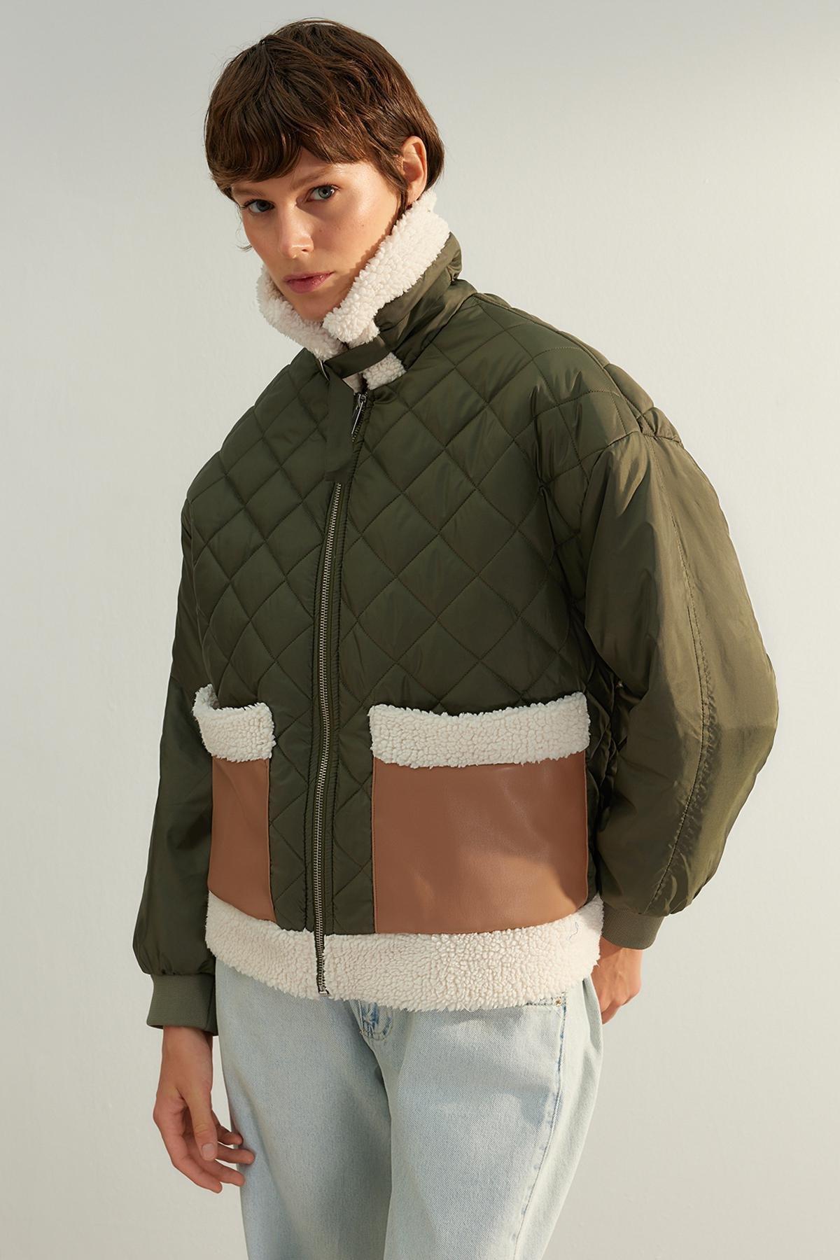 Khaki Oversized Quilted Limited Edition Coat, , large image number 1