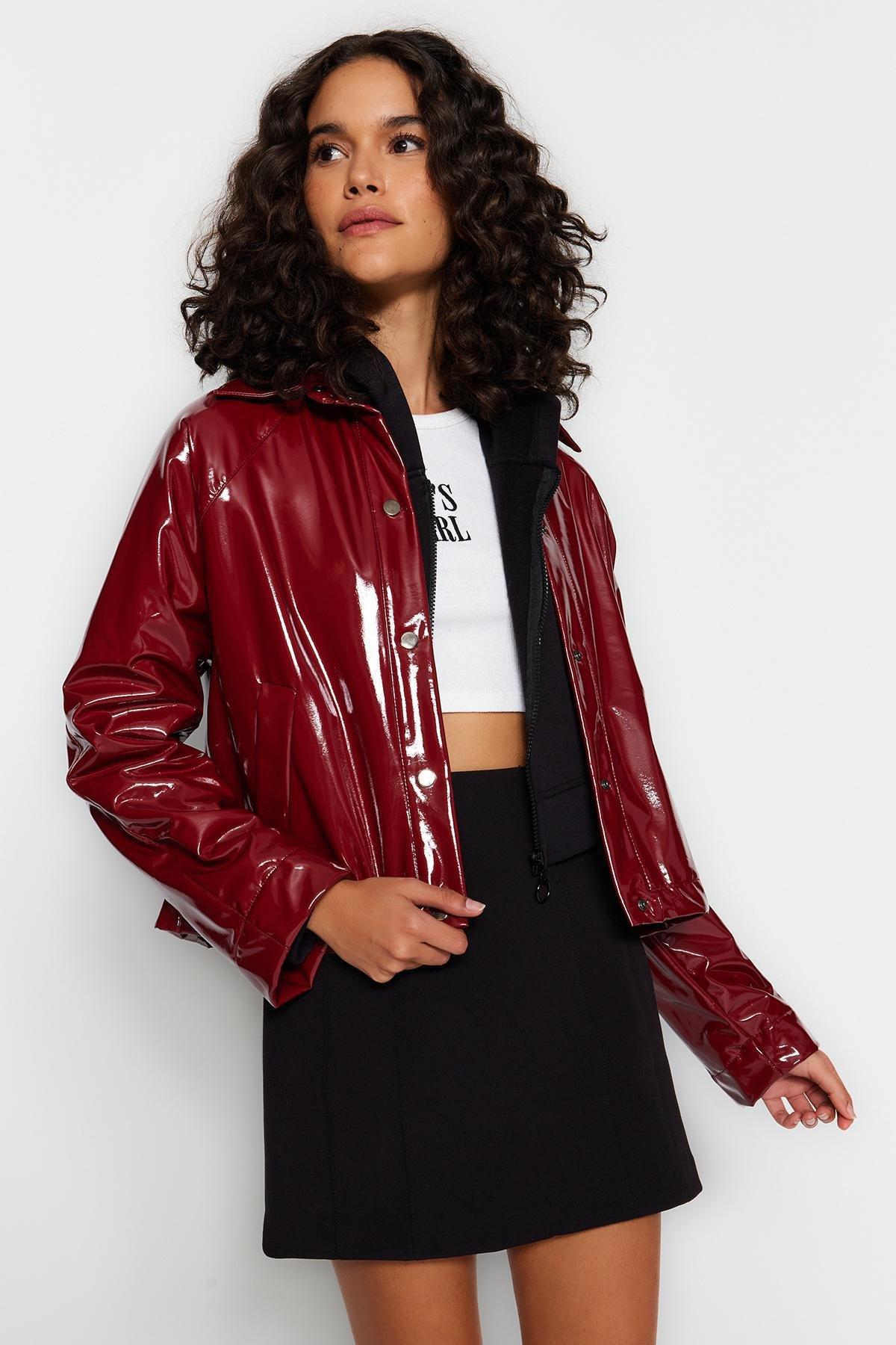 Red Shiny Jacket Coat, , large image number 0