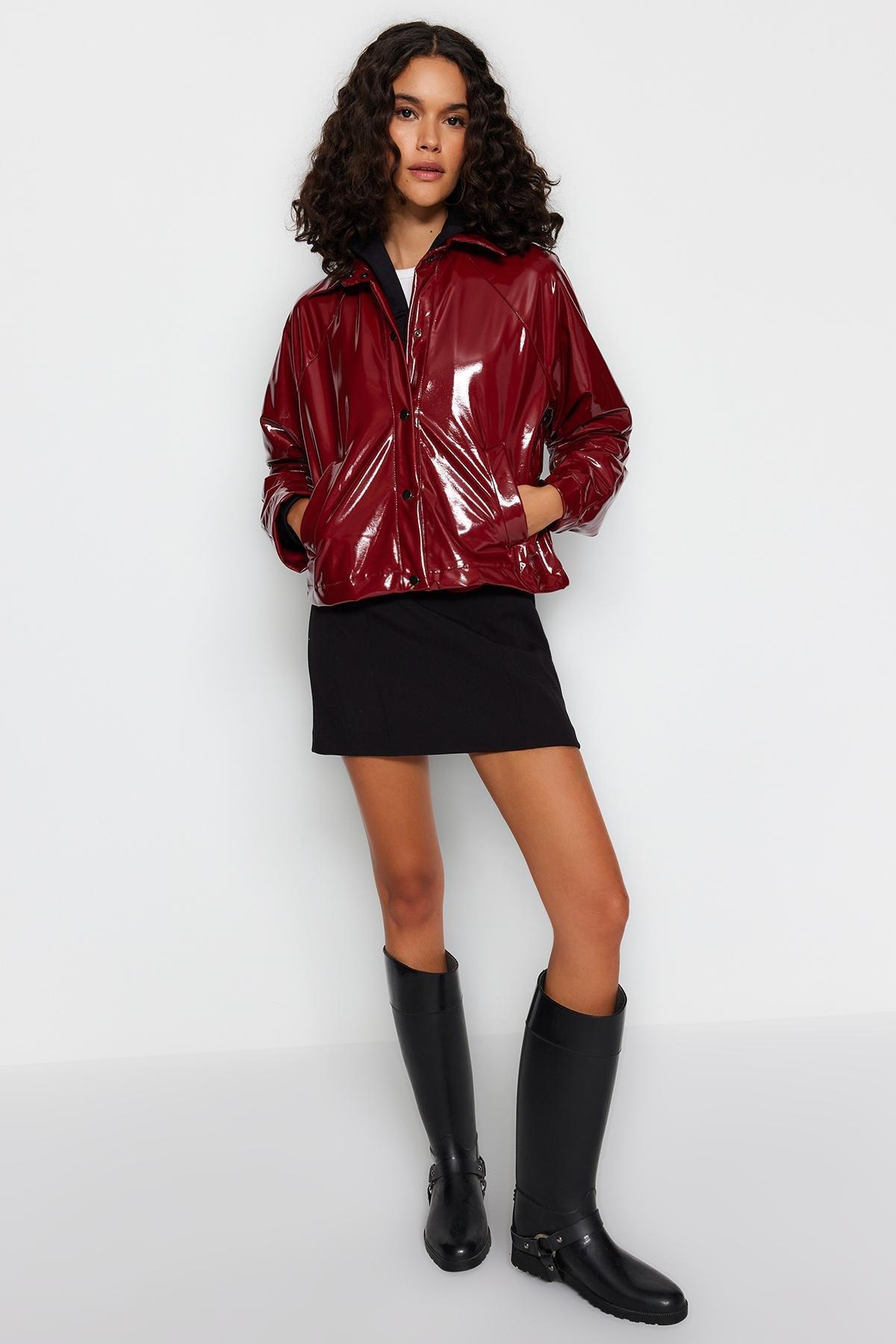 Red Shiny Jacket Coat, , large image number 2