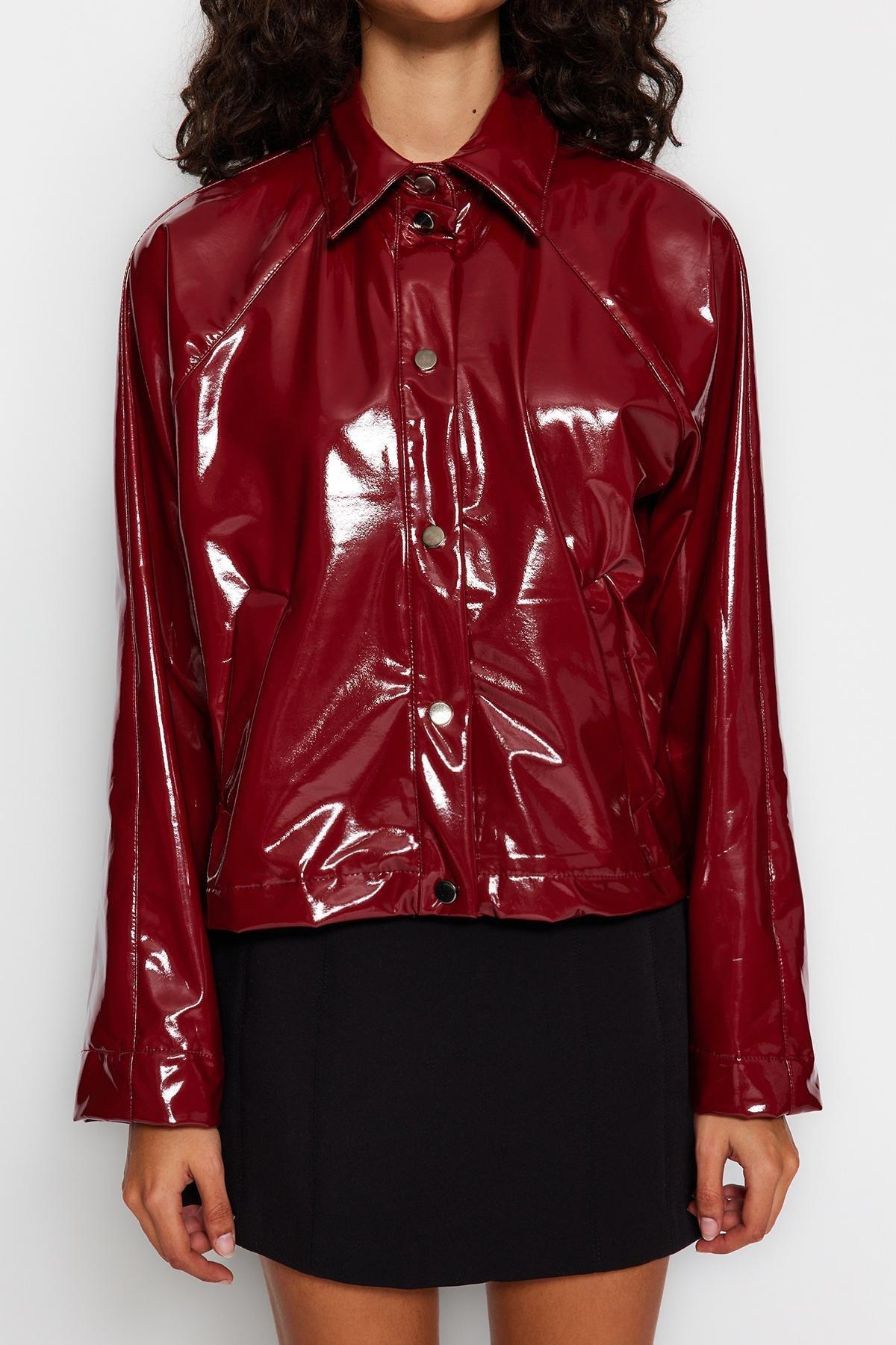 Red Shiny Jacket Coat, , large image number 3