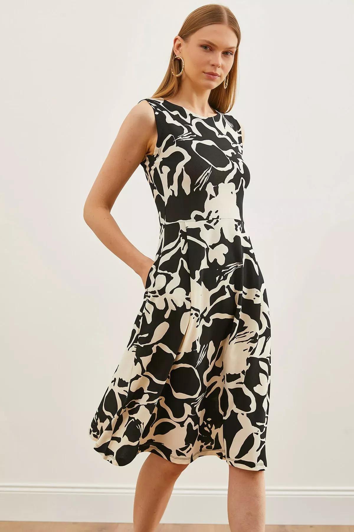 Multicolour Flared Dress, , medium