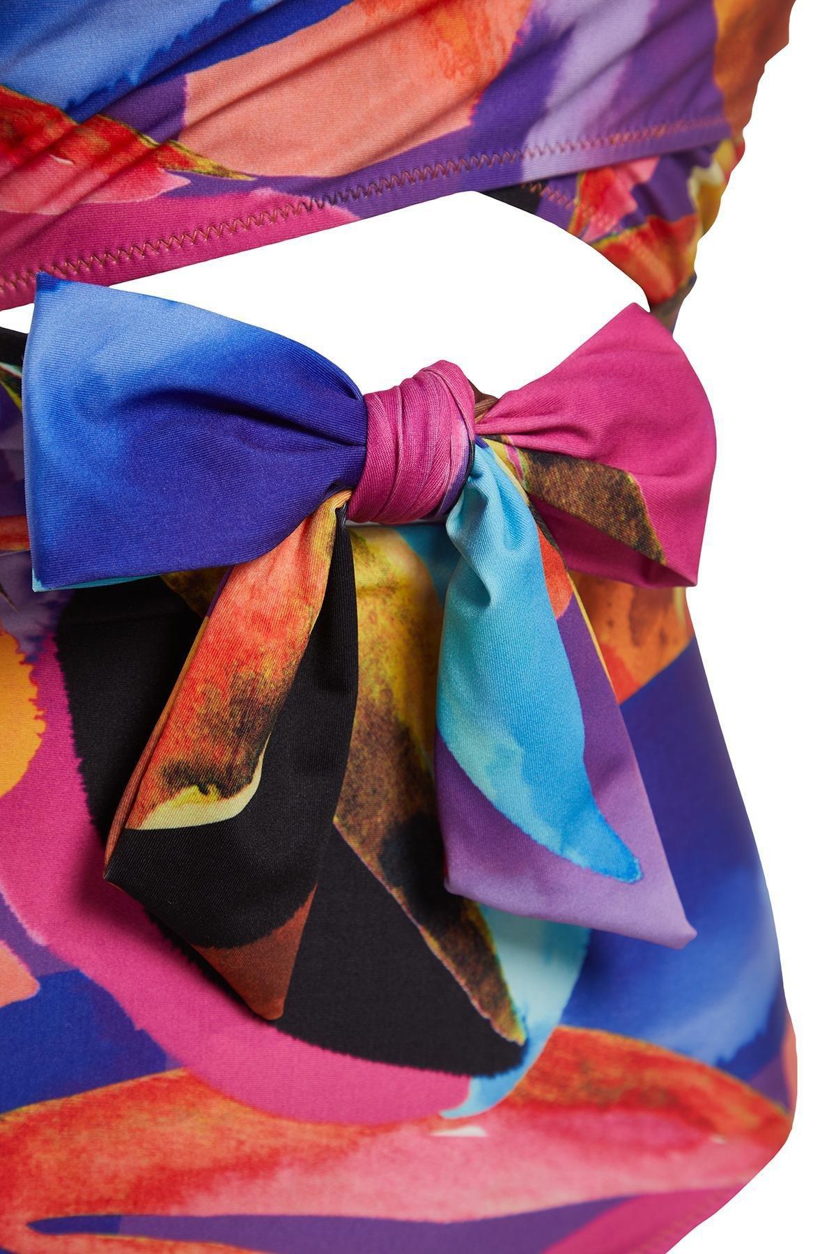 Multicolour Patterned Double-Breasted Swimsuit, , large image number 2