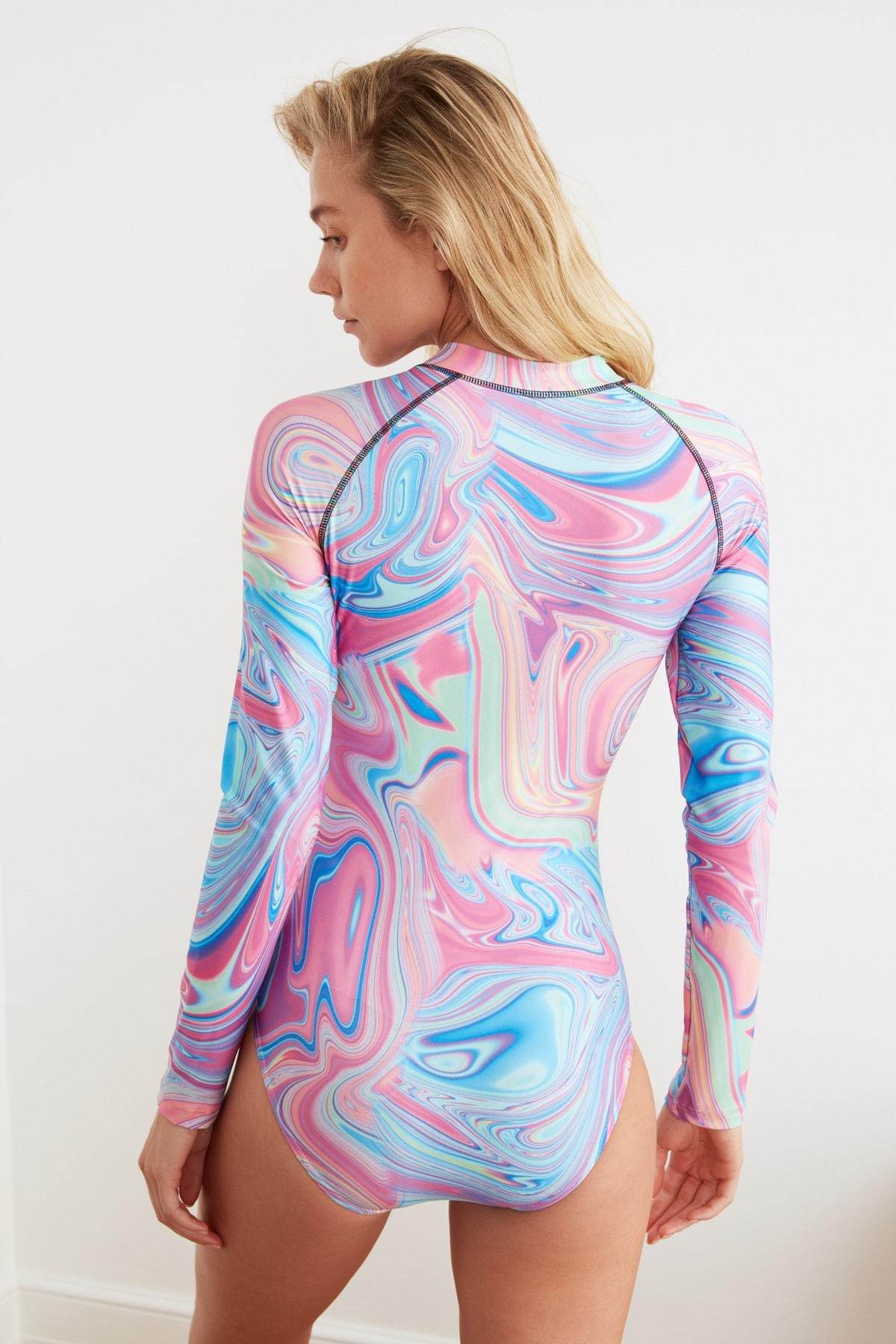 Multicolour Long Sleeve Swimsuit, , large image number 5