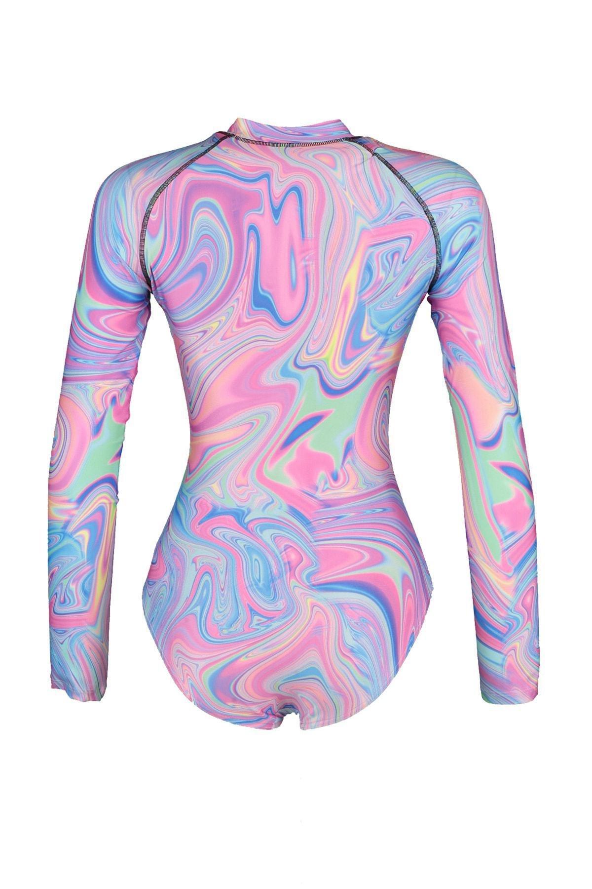 Multicolour Long Sleeve Swimsuit, , large image number 13
