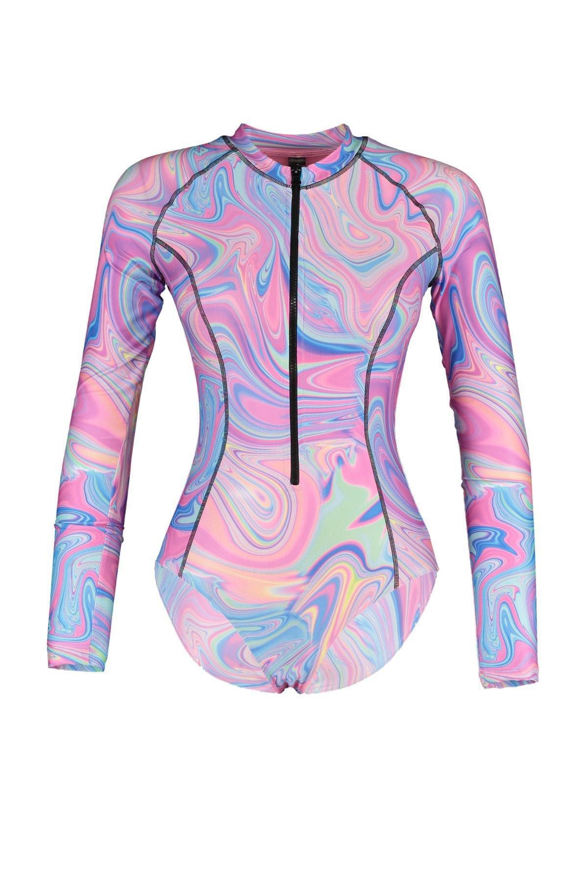 Multicolour Long Sleeve Swimsuit, , large image number 15