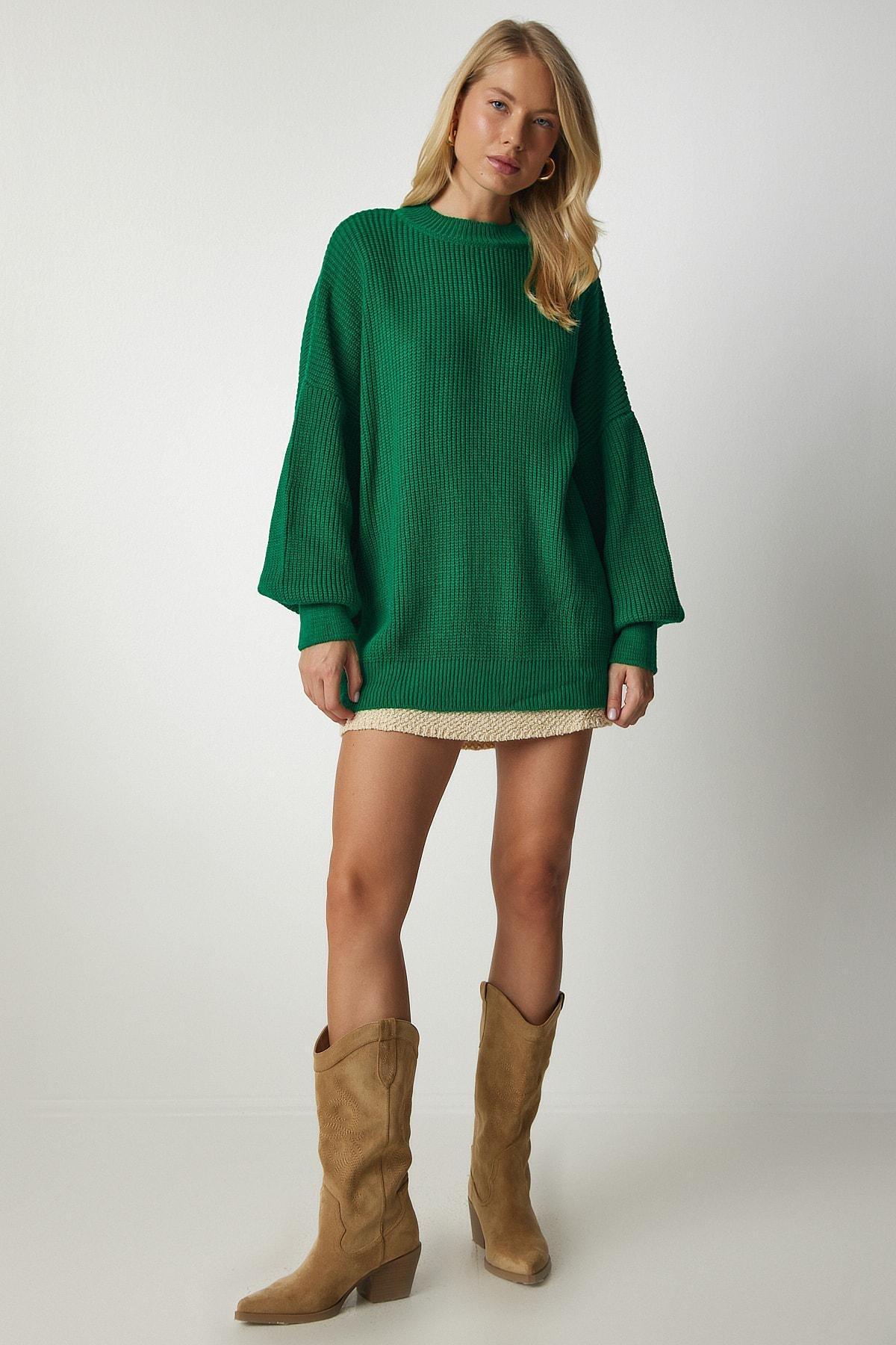 Happiness Istanbul - Green Oversized Knitwear Sweater