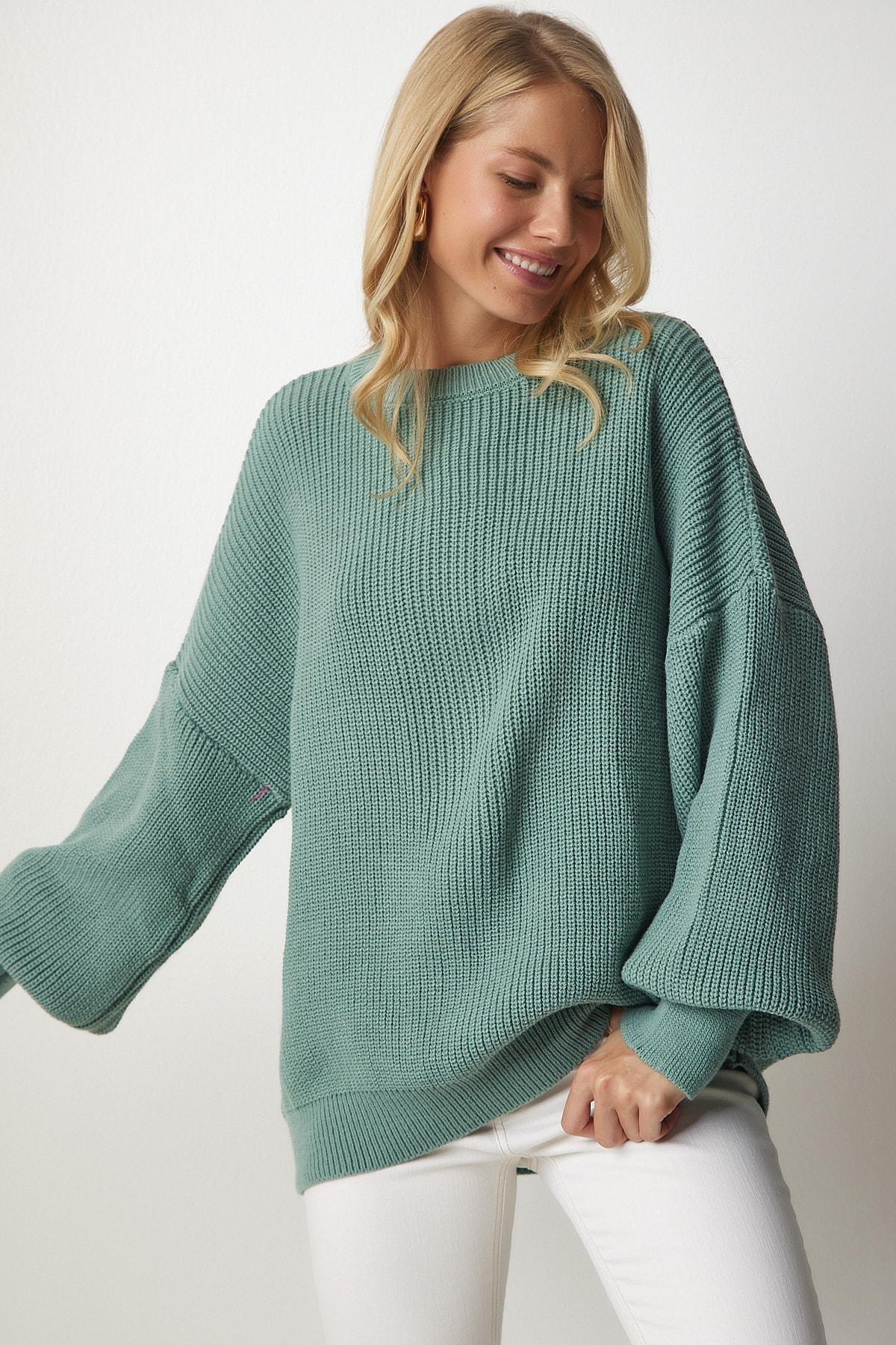 Turquoise Oversized Knitwear Sweater, C101_1953, large image number 0