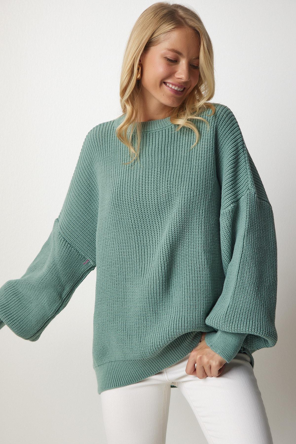 Happiness Istanbul - Turquoise Oversized Knitwear Sweater