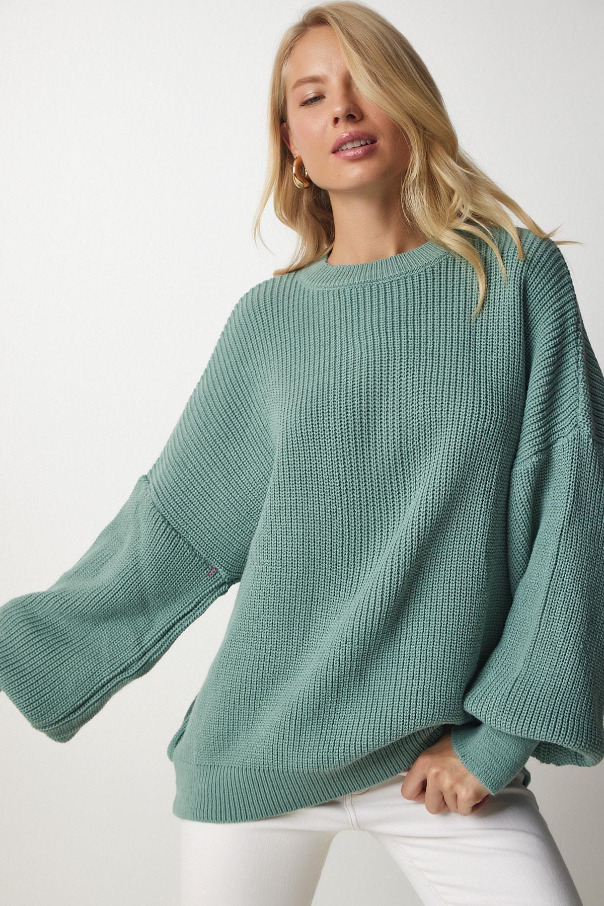 Turquoise Oversized Knitwear Sweater, C101_1953, large image number 1