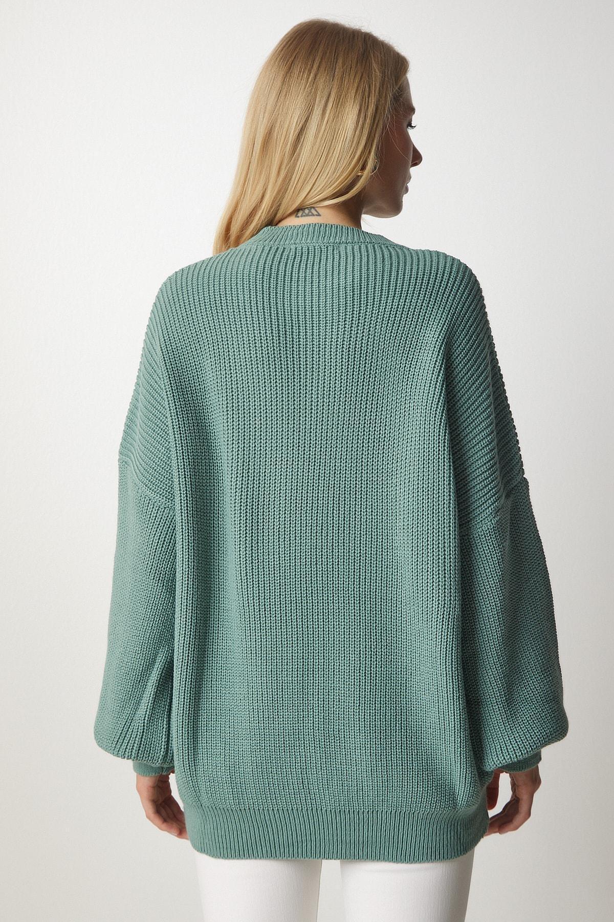 Turquoise Oversized Knitwear Sweater, C101_1953, large image number 4