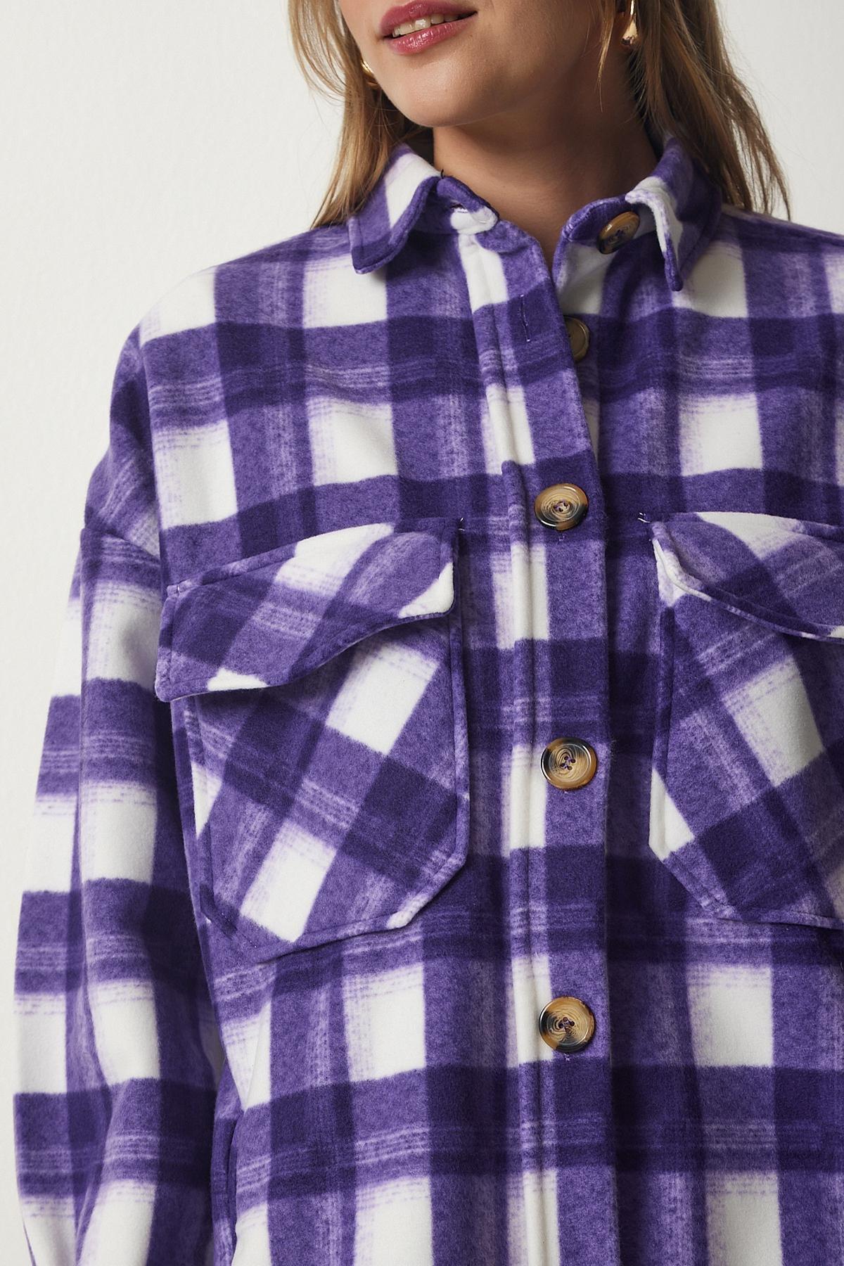 Purple Lumberjack Fleece Shirt Jacket, , large image number 3