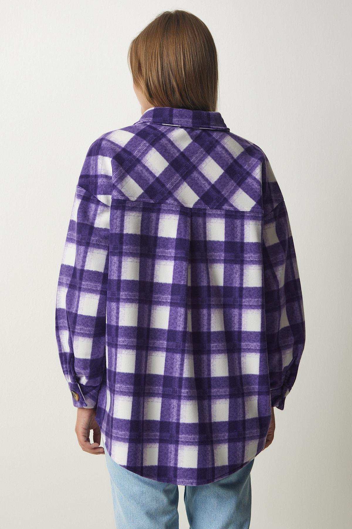 Purple Lumberjack Fleece Shirt Jacket, , large image number 4