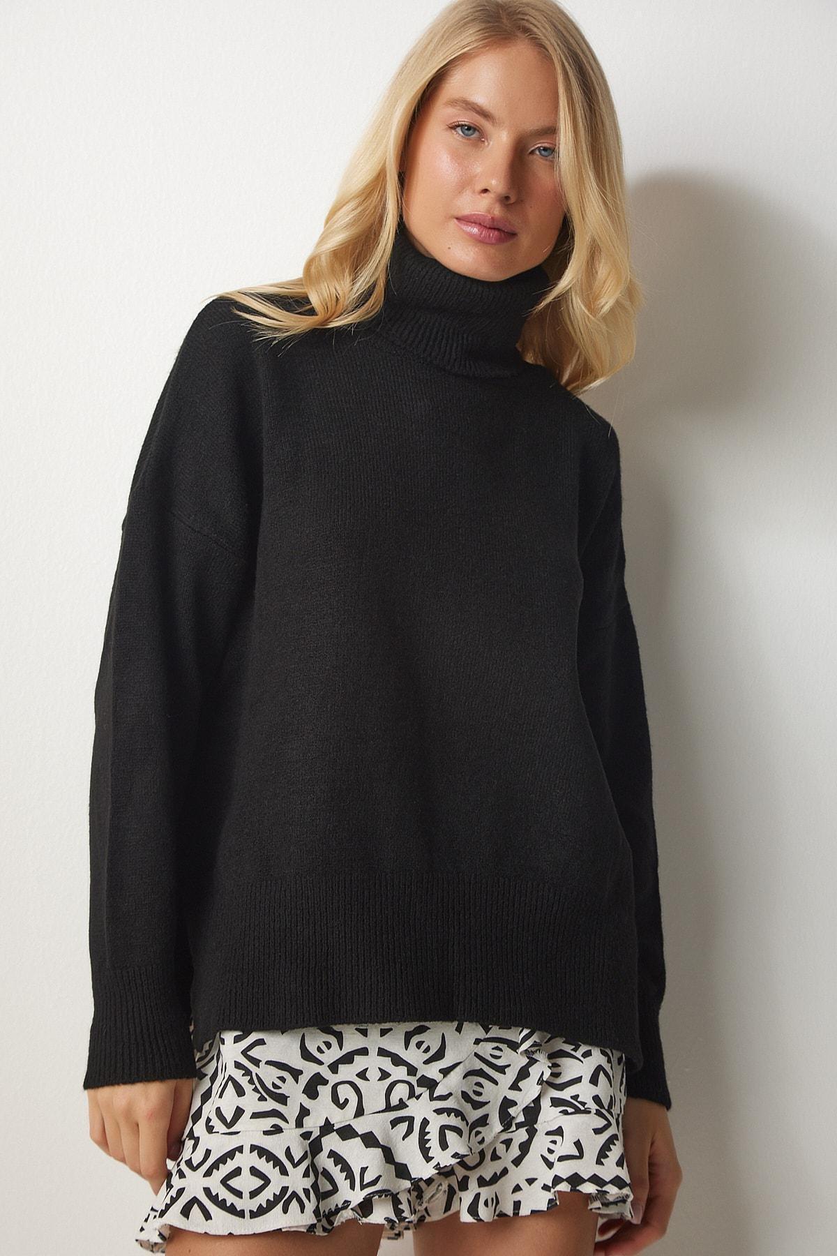 Happiness Istanbul - Black Turtleneck Knitwear Sweater