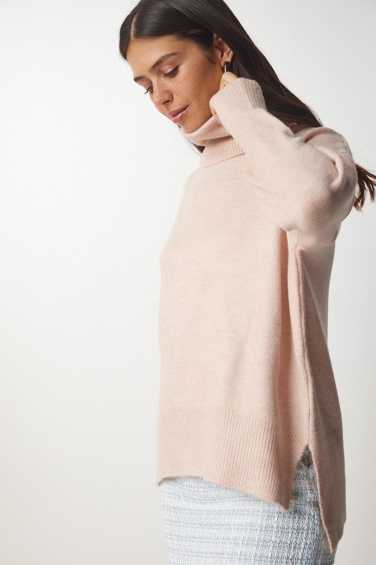 Pink Turtleneck Knitwear Sweater, POWDER, large image number 1