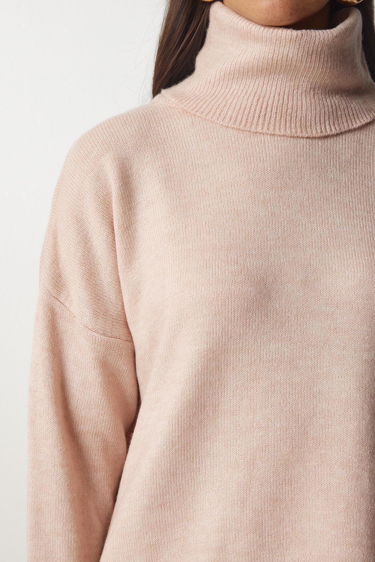 Pink Turtleneck Knitwear Sweater, POWDER, large image number 2