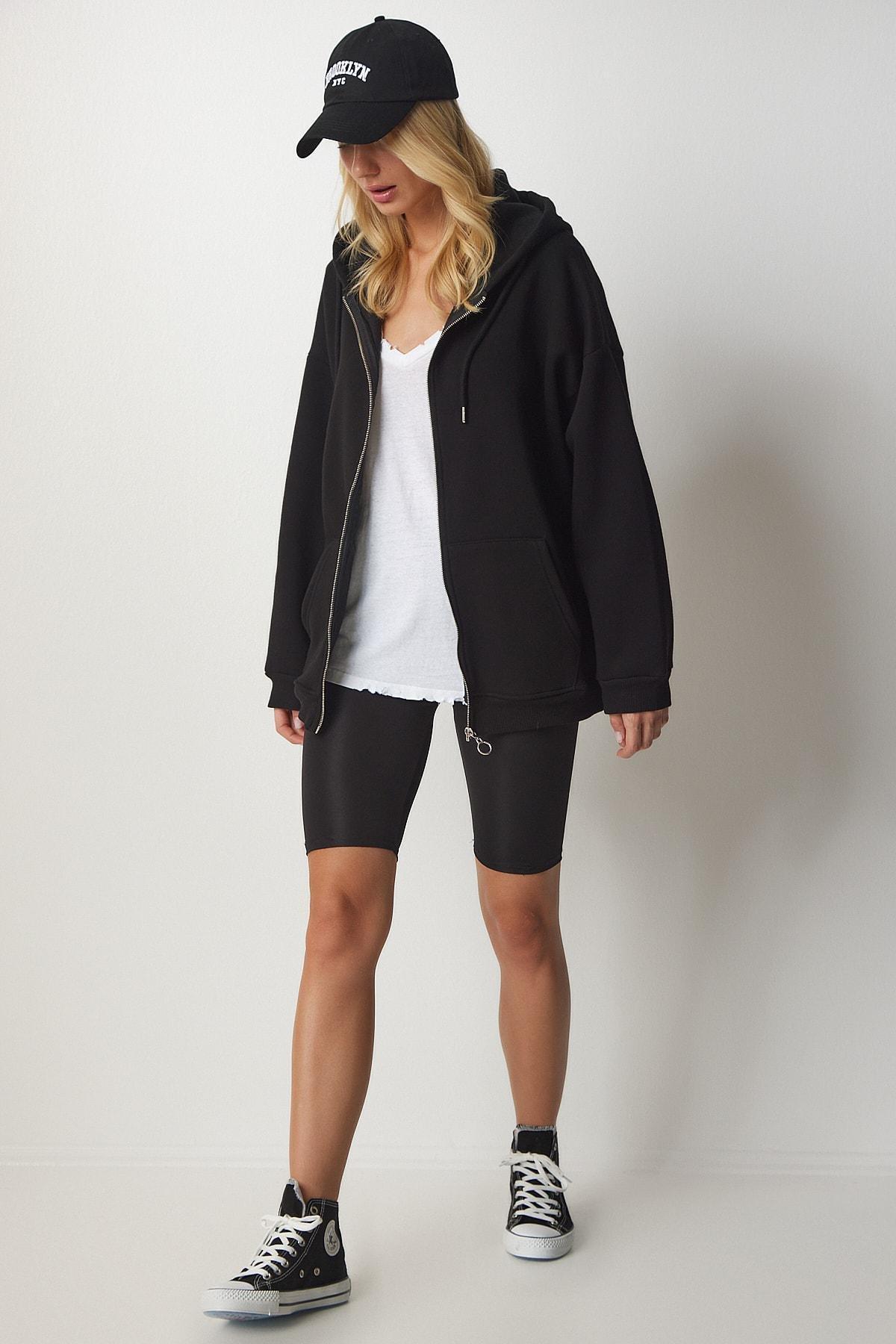 Black Hooded Oversized Sweatshirt, , large image number 3