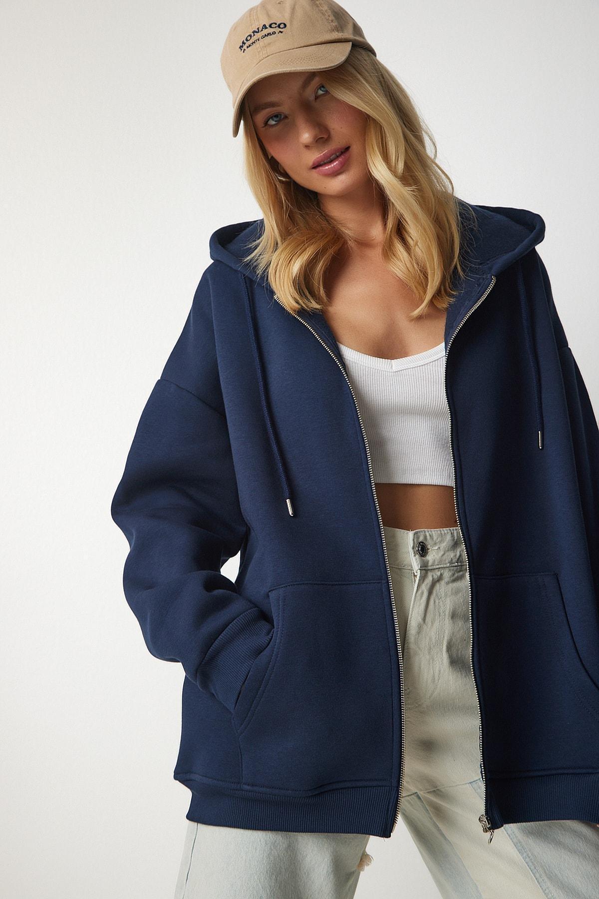 Navy Hooded Oversized Sweatshirt, , large image number 3