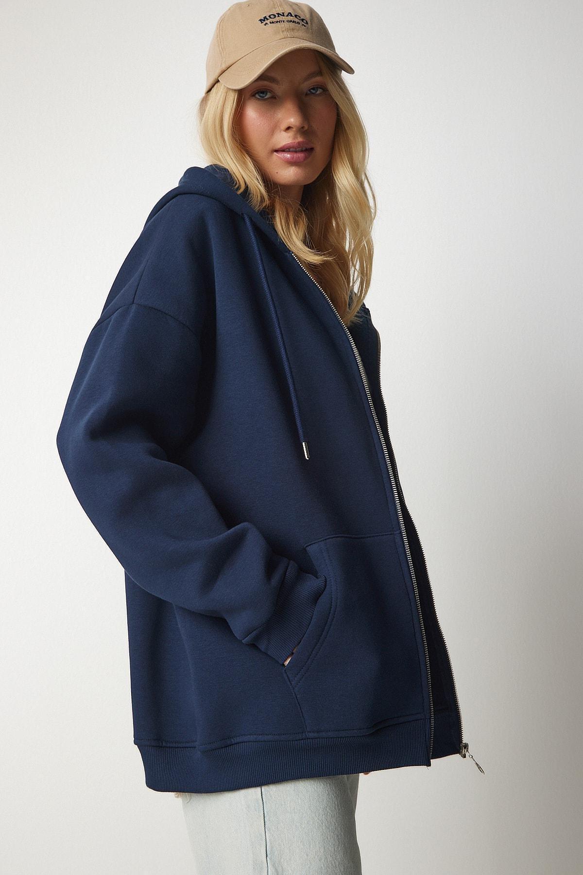 Navy Hooded Oversized Sweatshirt, , large image number 4