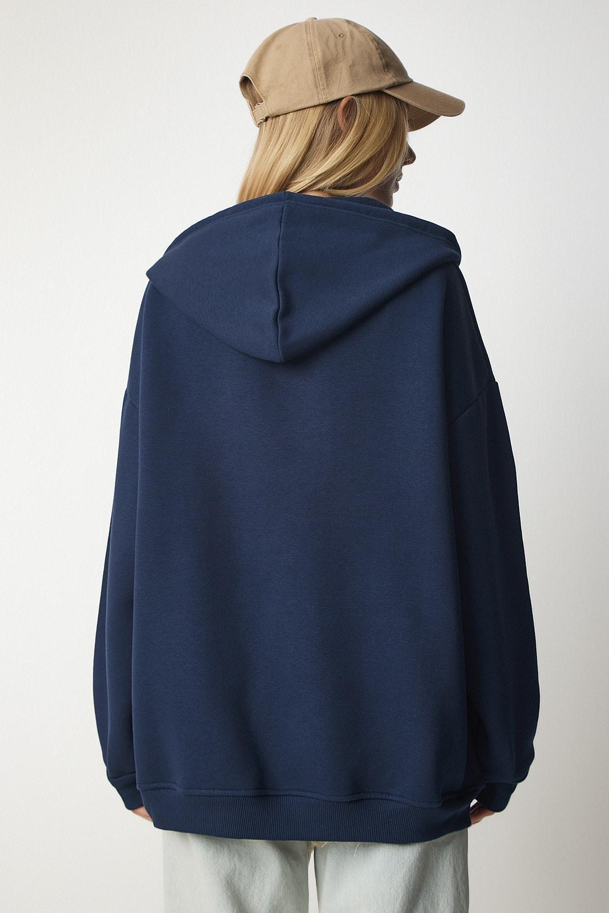 Navy Hooded Oversized Sweatshirt, , large image number 6
