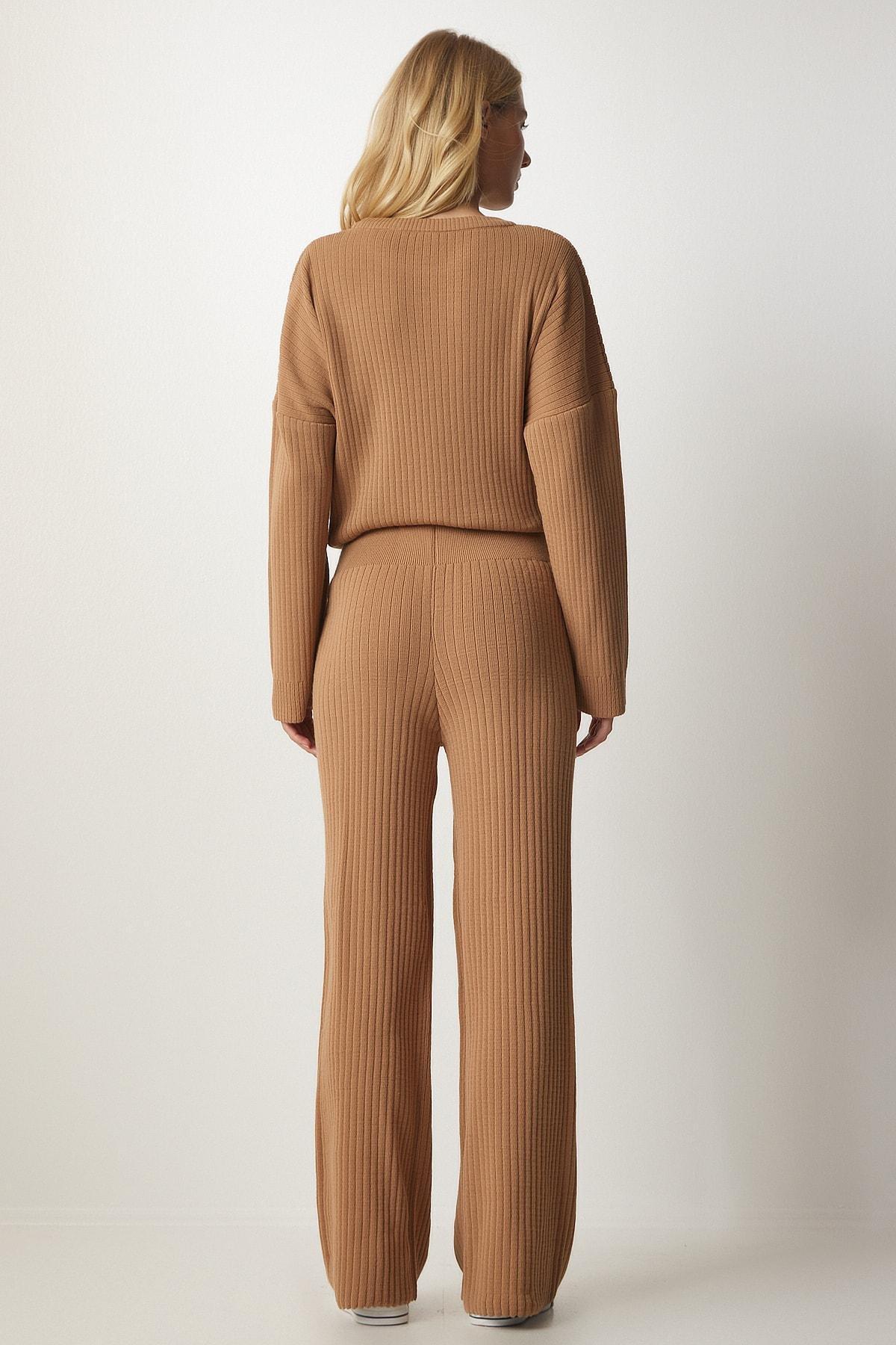 Brown Knitwear Sweater Pants Suit, C101_1451, large image number 4