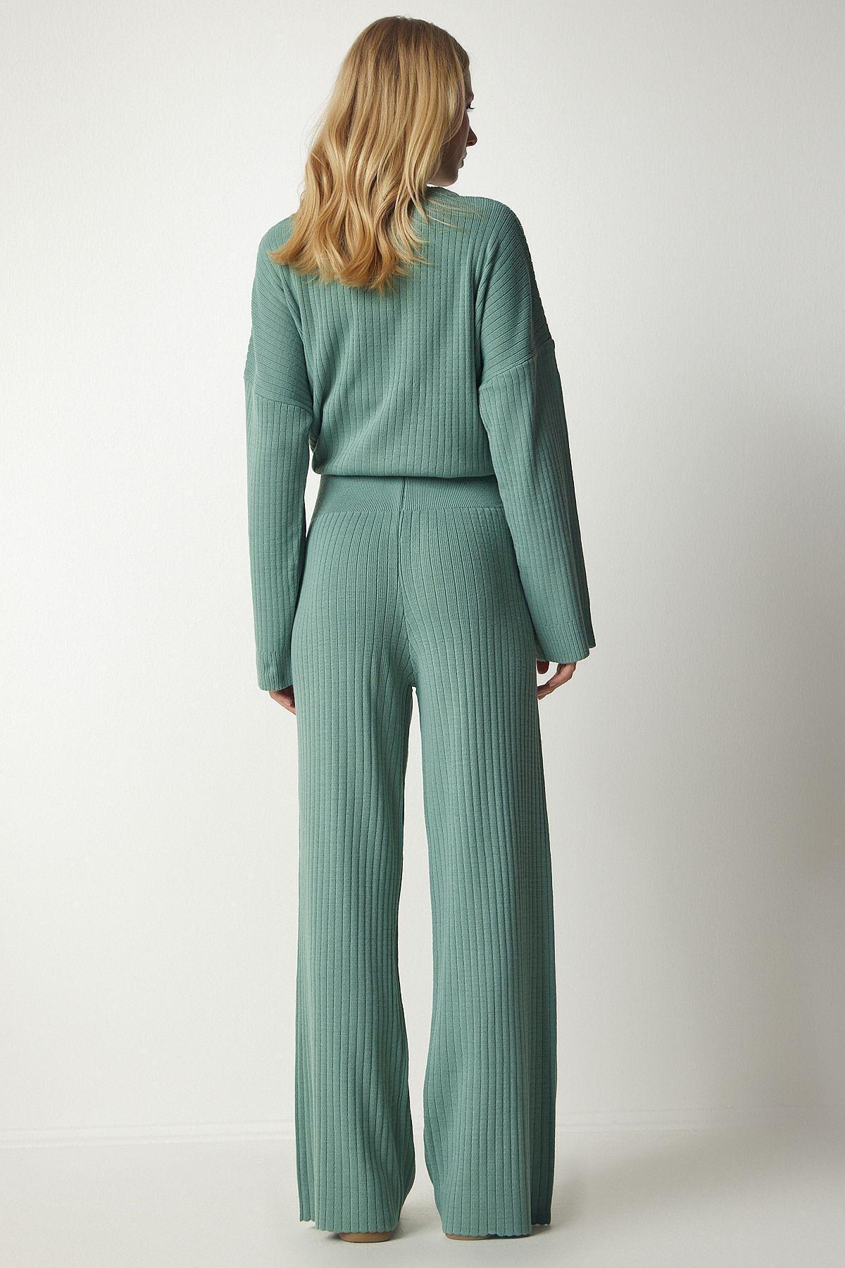 Turquoise Knitwear Sweater Pants Suit, C101_1953, large image number 6