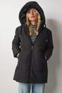 Happiness - Black Hooded Oversized Puffy Coat
