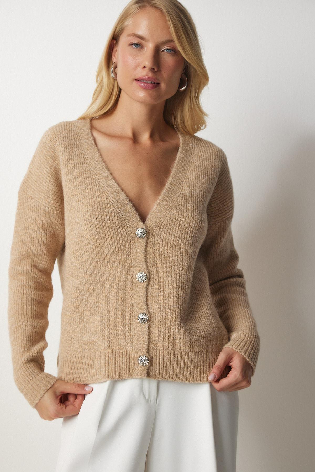 Brown Stylish Buttoned Knitwear Cardigan, C101_1451, large image number 3