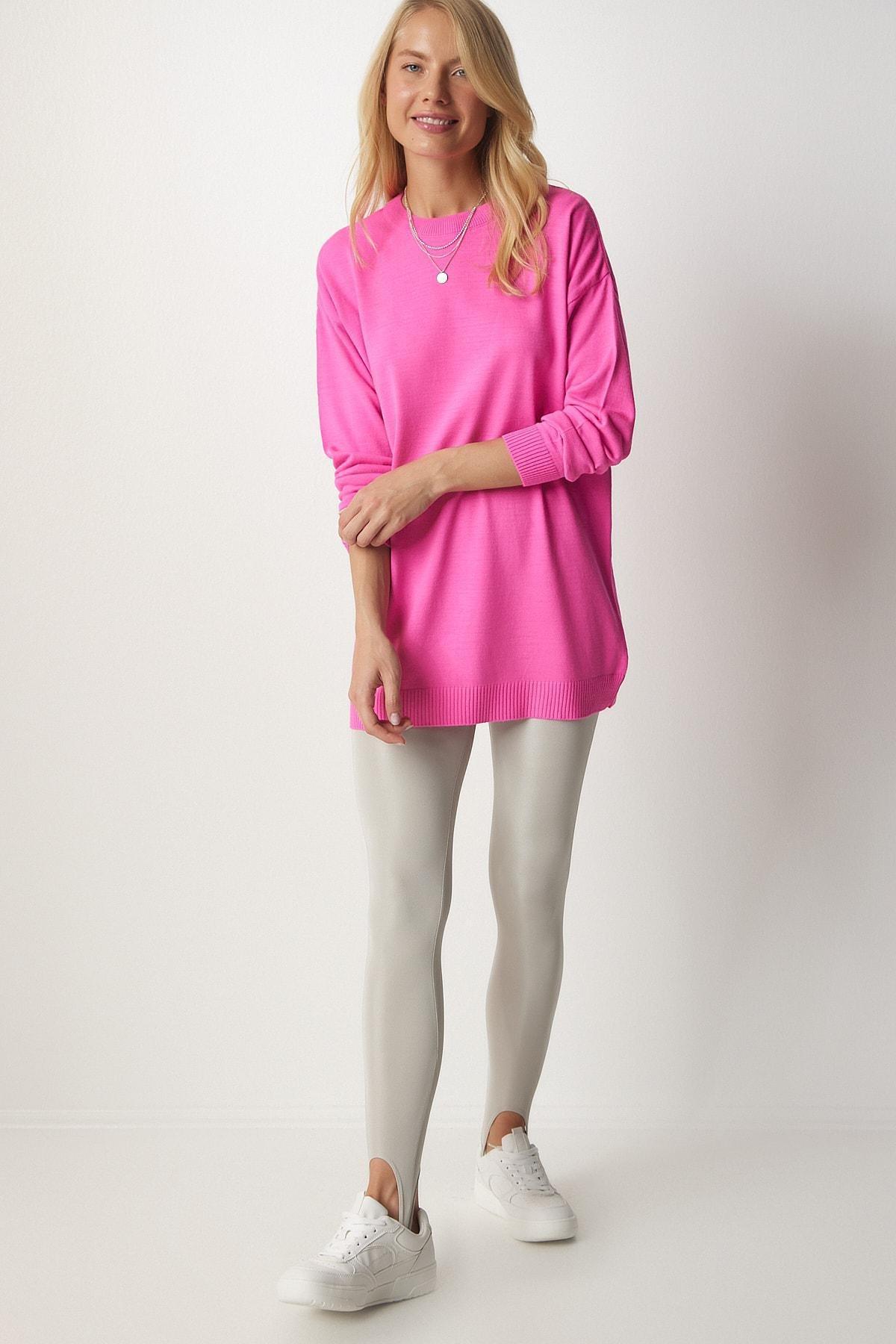 Pink Crew Neck Sweater, DARK PINK, large image number 0