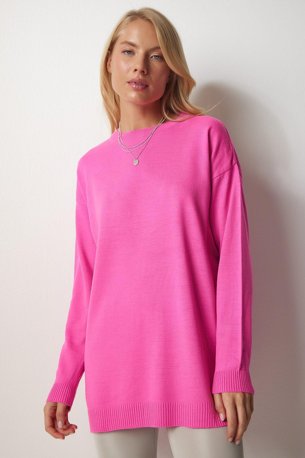 Pink Crew Neck Sweater, DARK PINK, large image number 2
