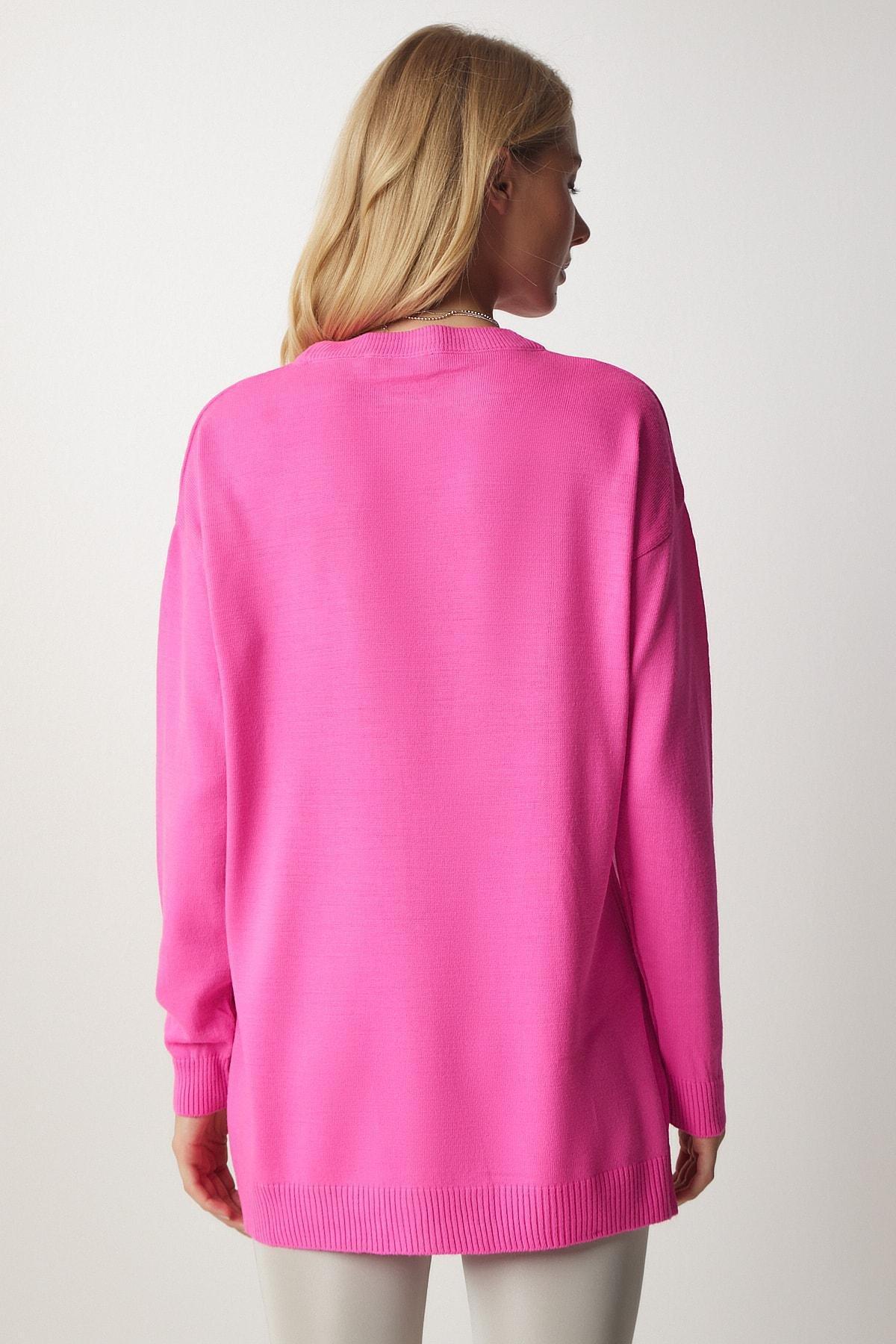 Pink Crew Neck Sweater, DARK PINK, large image number 3