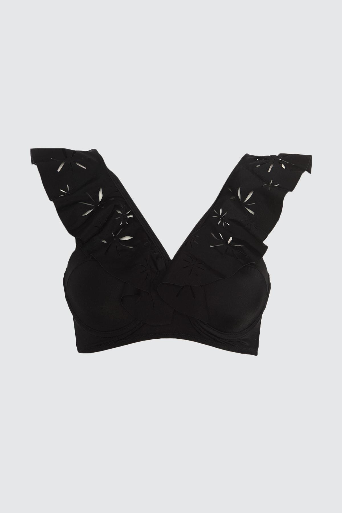 Trendyol - Black Plain Bikini Top