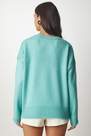 Happiness - Green Crew Neck Oversize Knitwear Sweater