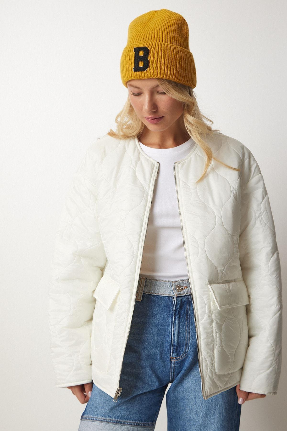 Happiness Istanbul - Cream Double Sided Quilted Coat