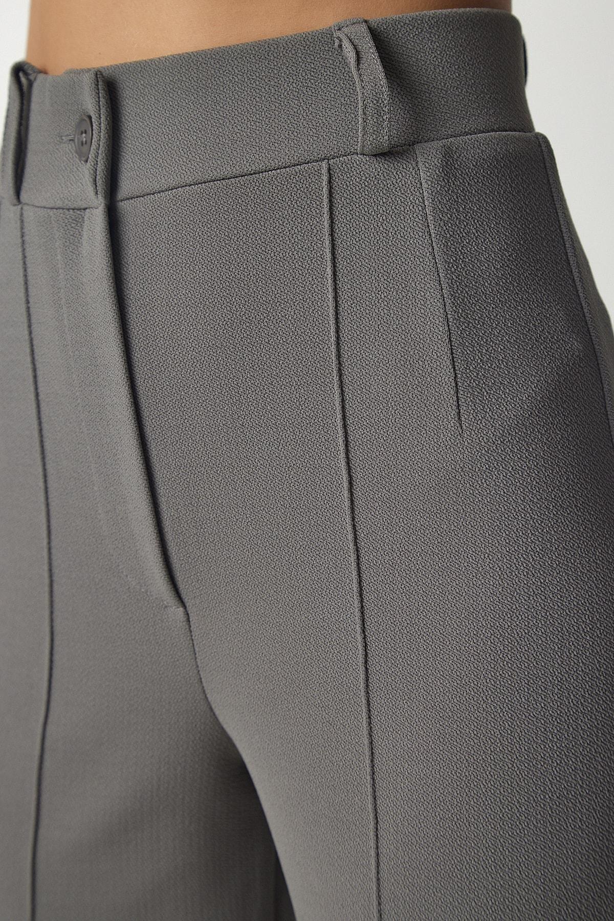 Grey High Waist Casual Knitted Pants, C101_1653, large image number 3