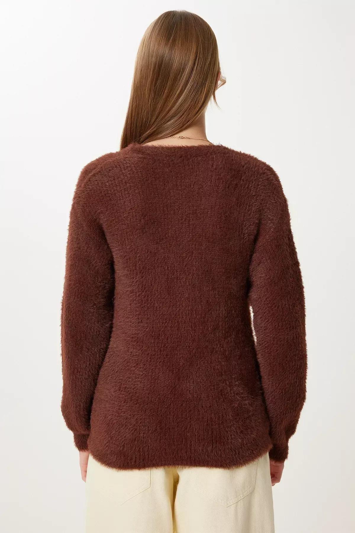 Brown Soft Beard Knitwear Cardigan, Brown, large image number 3