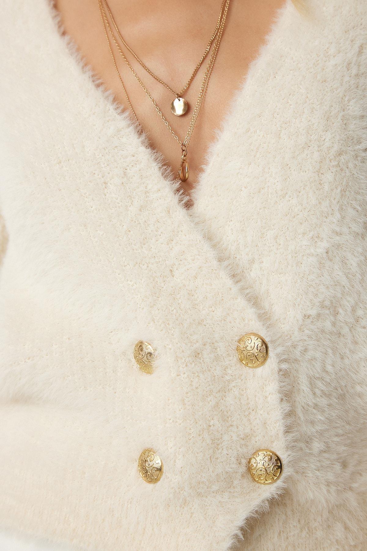 Cream Soft Beard Knitwear Cardigan, Cream, large image number 3