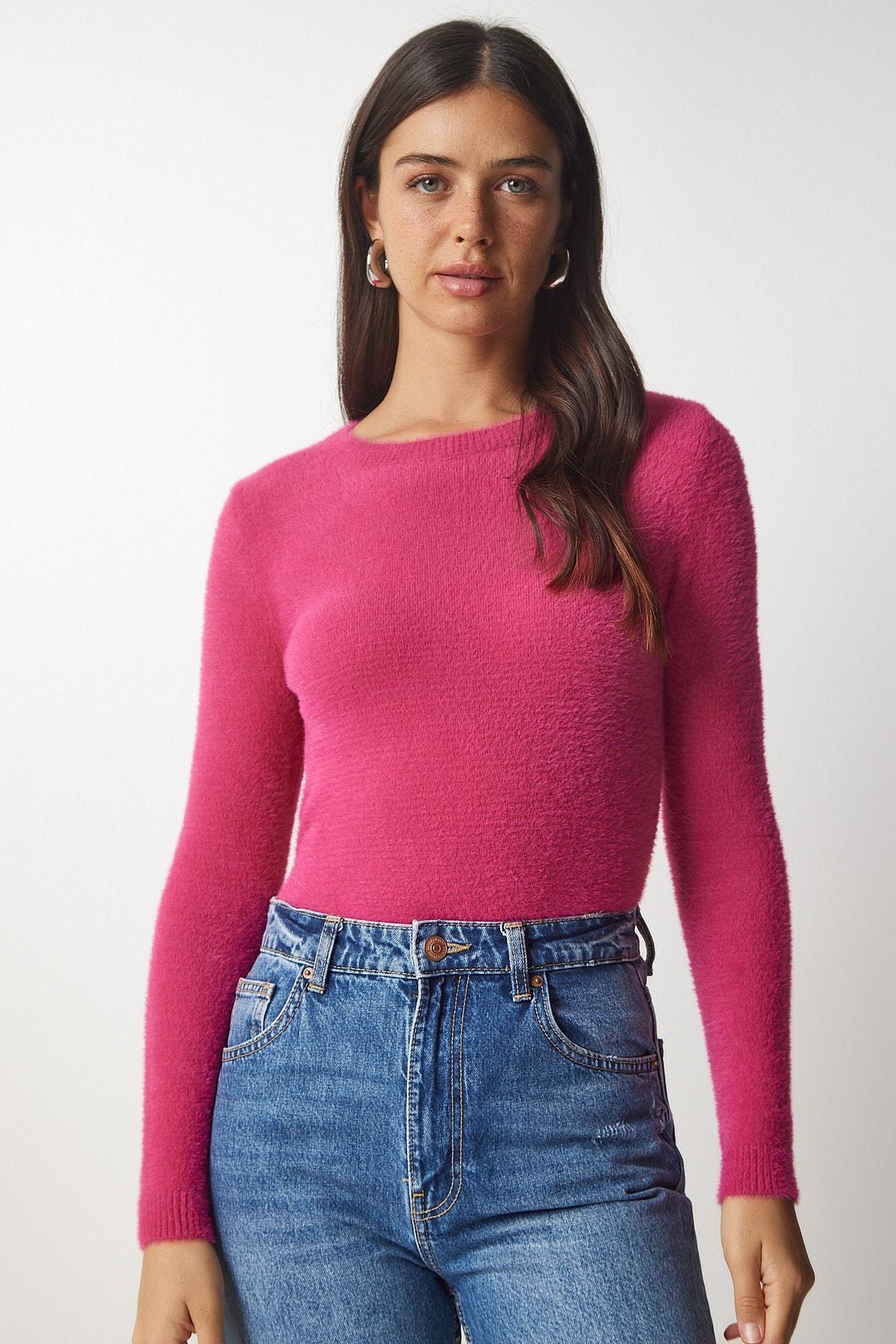 Fuchsia Bearded Basic Knitwear Sweater, Fuchsia, large image number 3