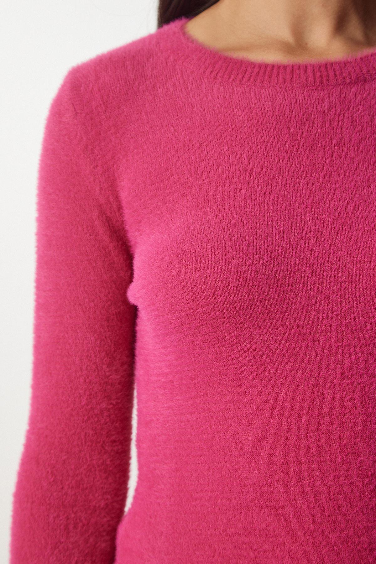 Fuchsia Bearded Basic Knitwear Sweater, Fuchsia, large image number 4