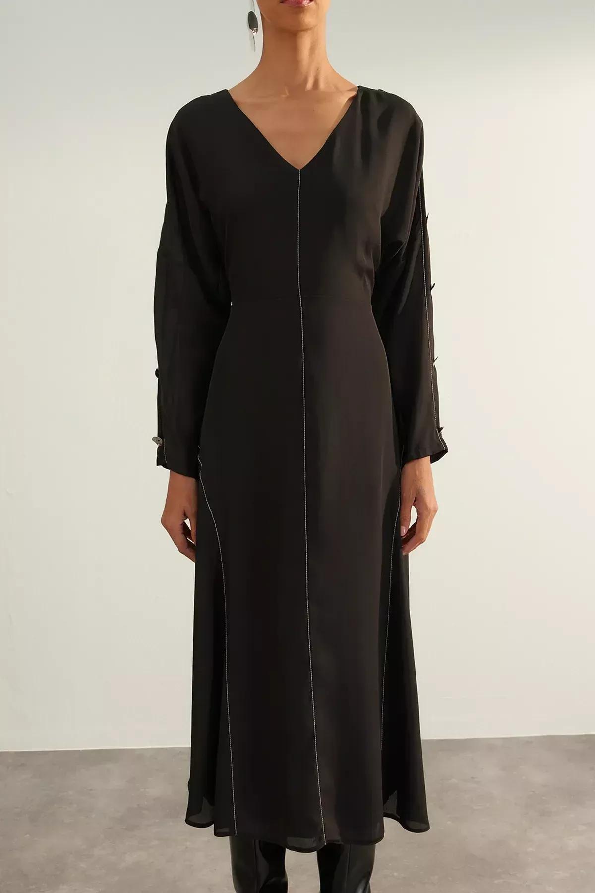 Black Limited Edition A-Line Woven Dress, BLACK, large image number 2