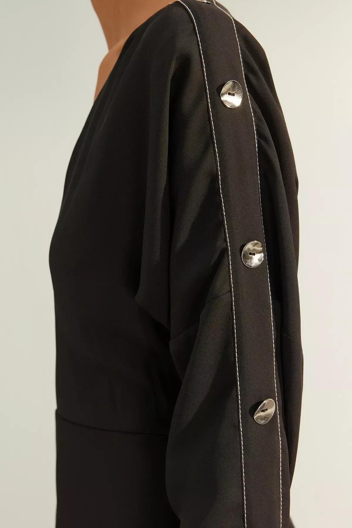 Black Limited Edition A-Line Woven Dress, BLACK, large image number 3