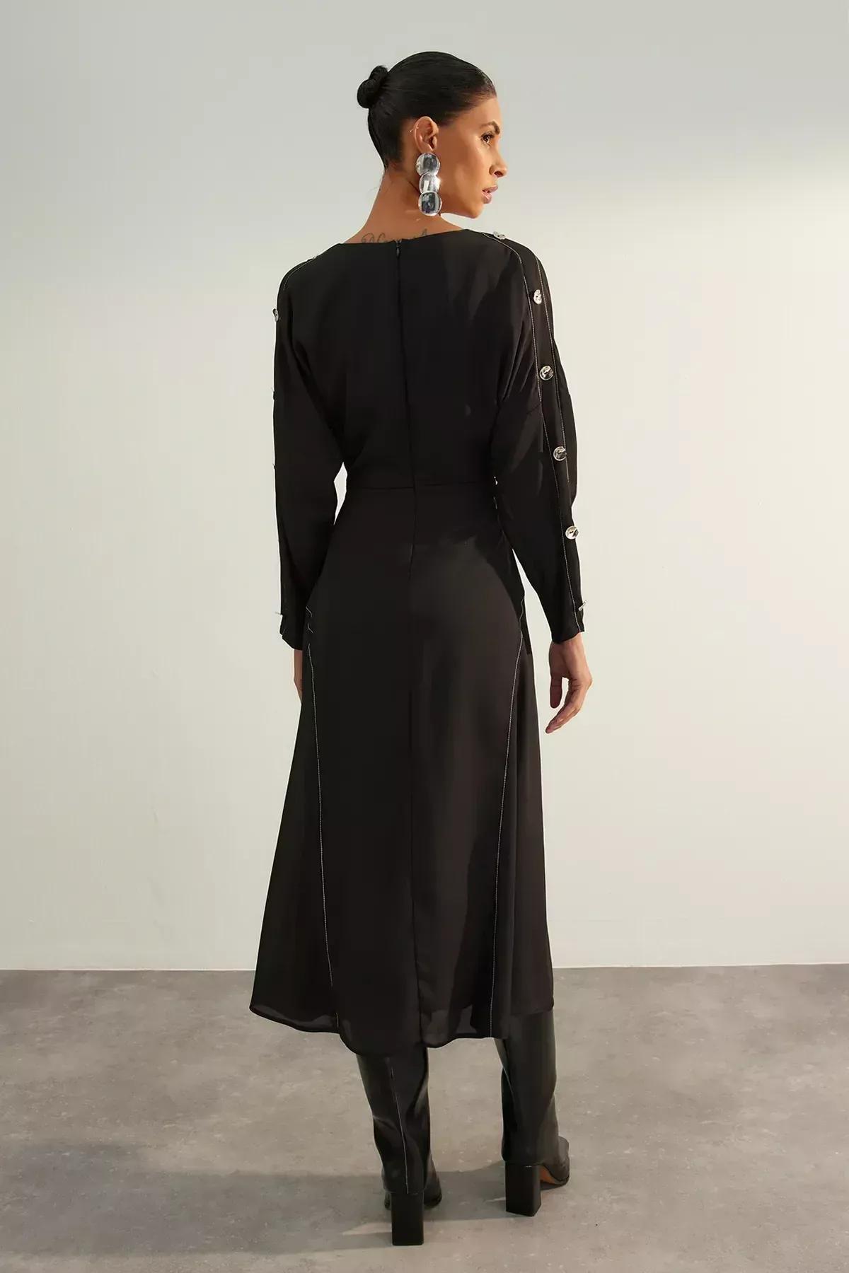 Black Limited Edition A-Line Woven Dress, BLACK, large image number 4