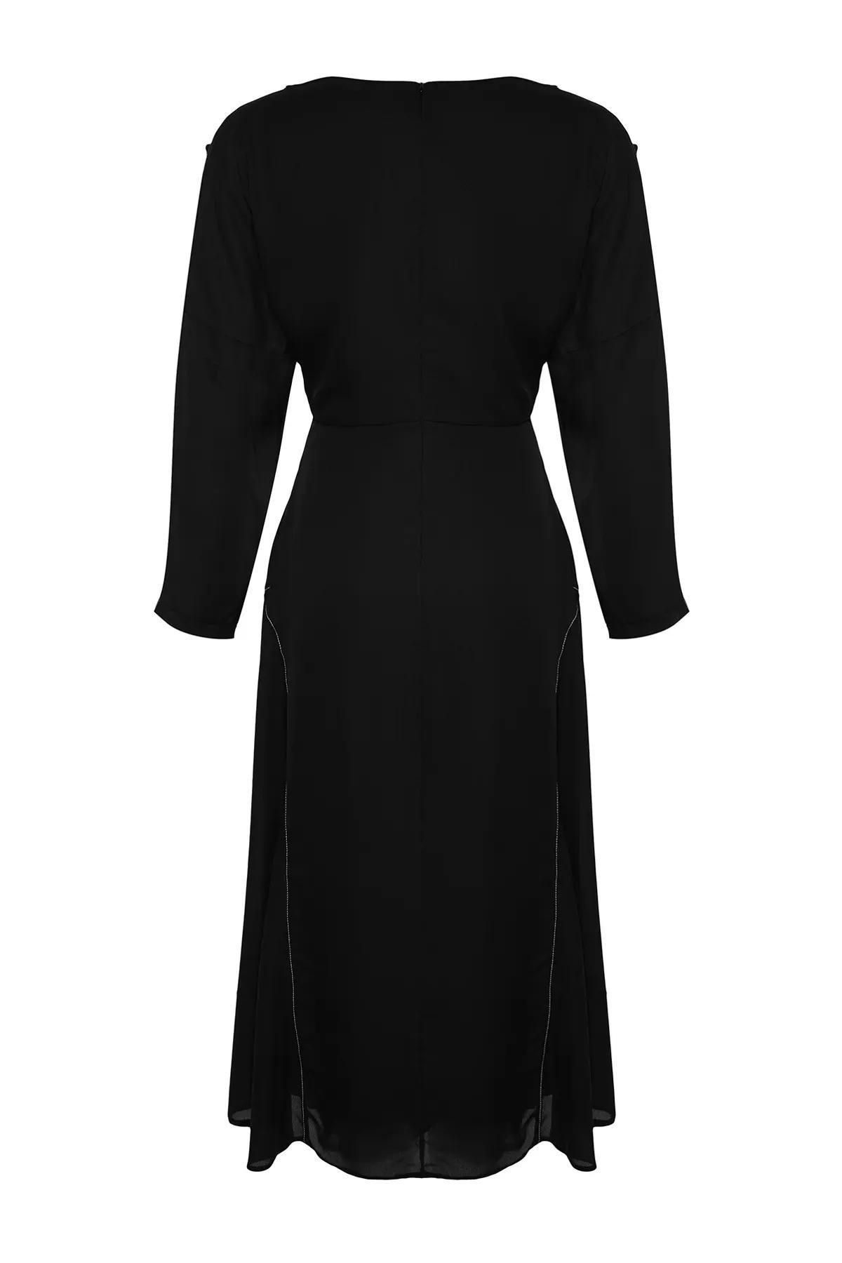 Black Limited Edition A-Line Woven Dress, BLACK, large image number 6