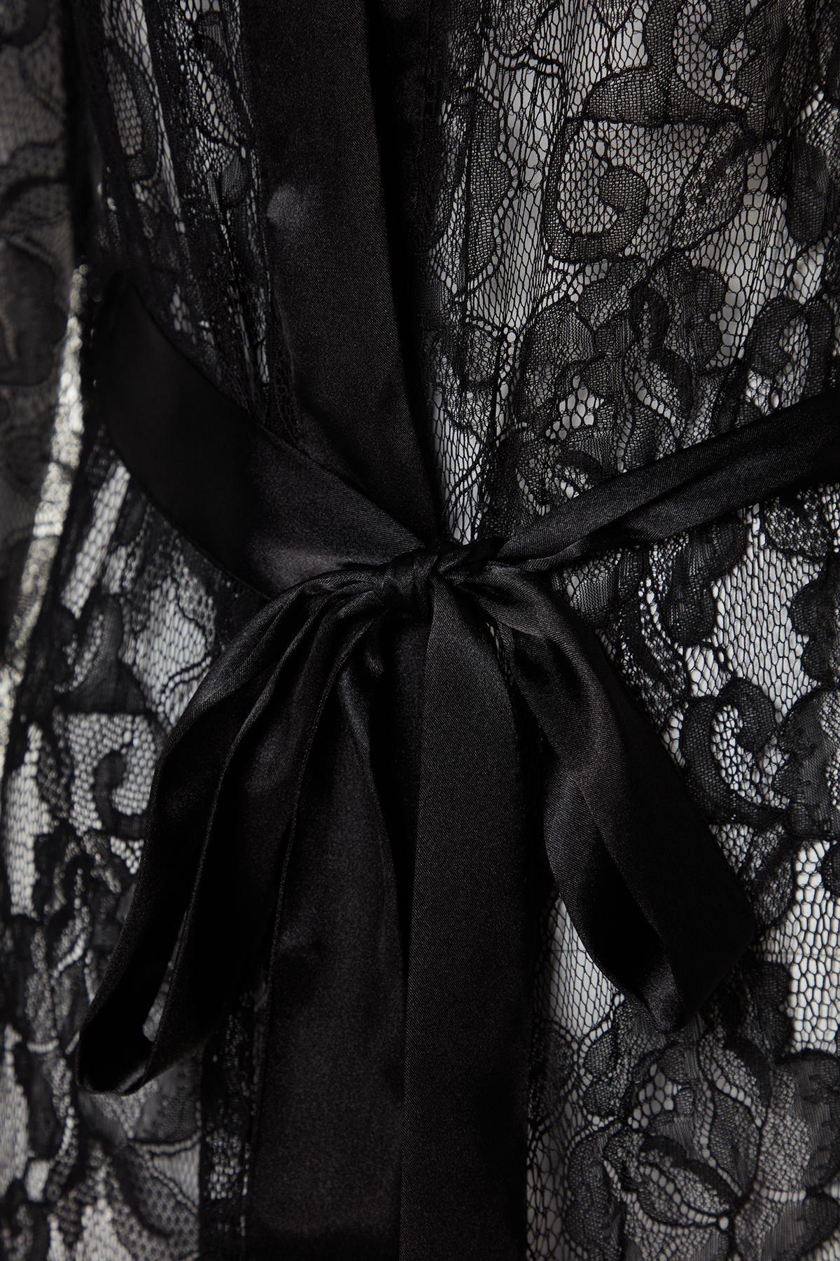 Black Detailed Knitted Dressing Gown, , large image number 7