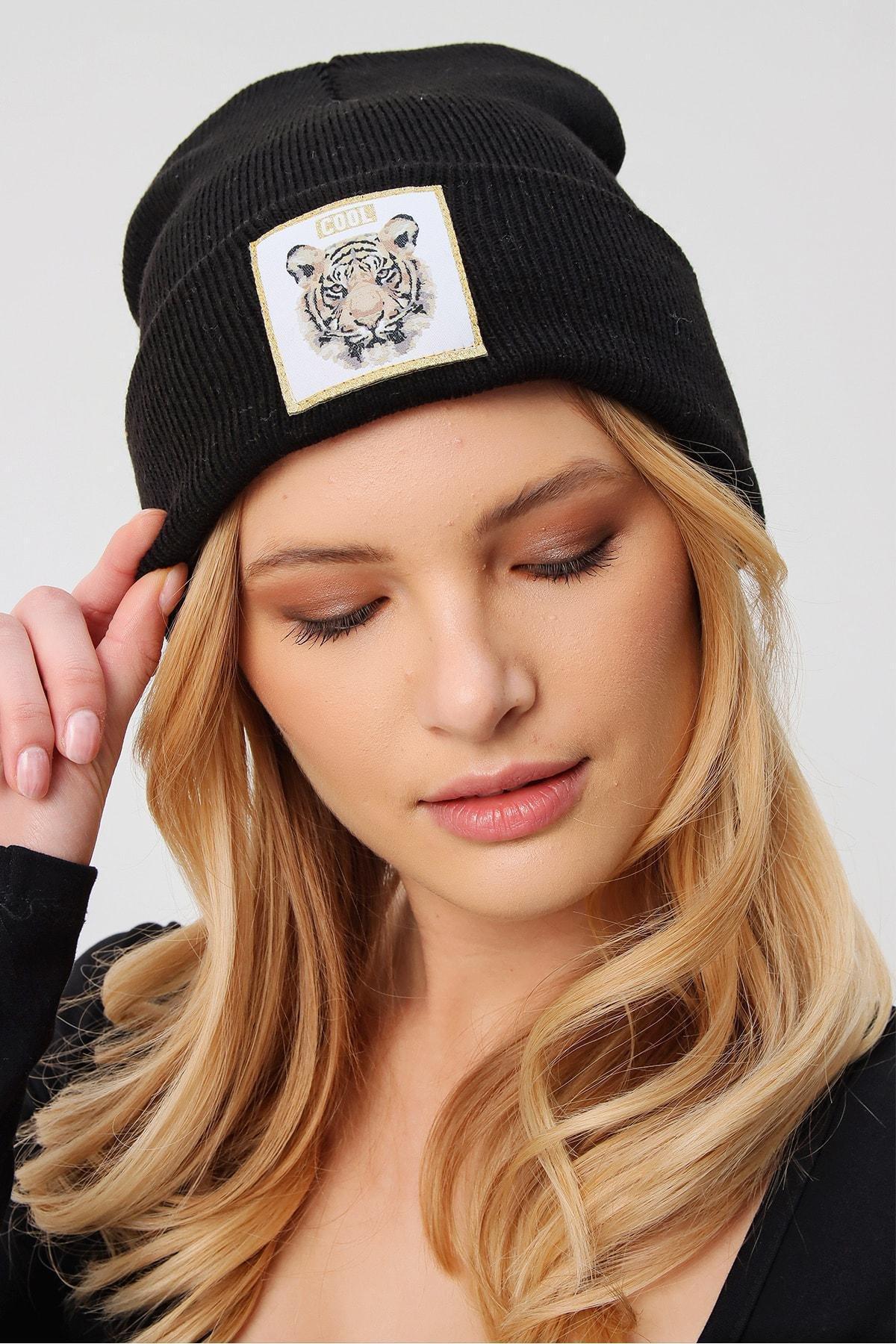 Black Printed Casual Hat, Black, large image number 0