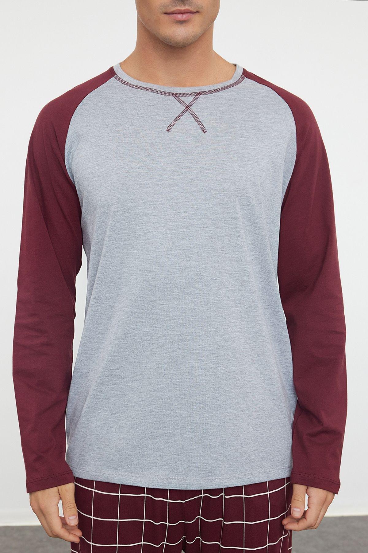 Burgundy Raglan Pajama Set, , large image number 3