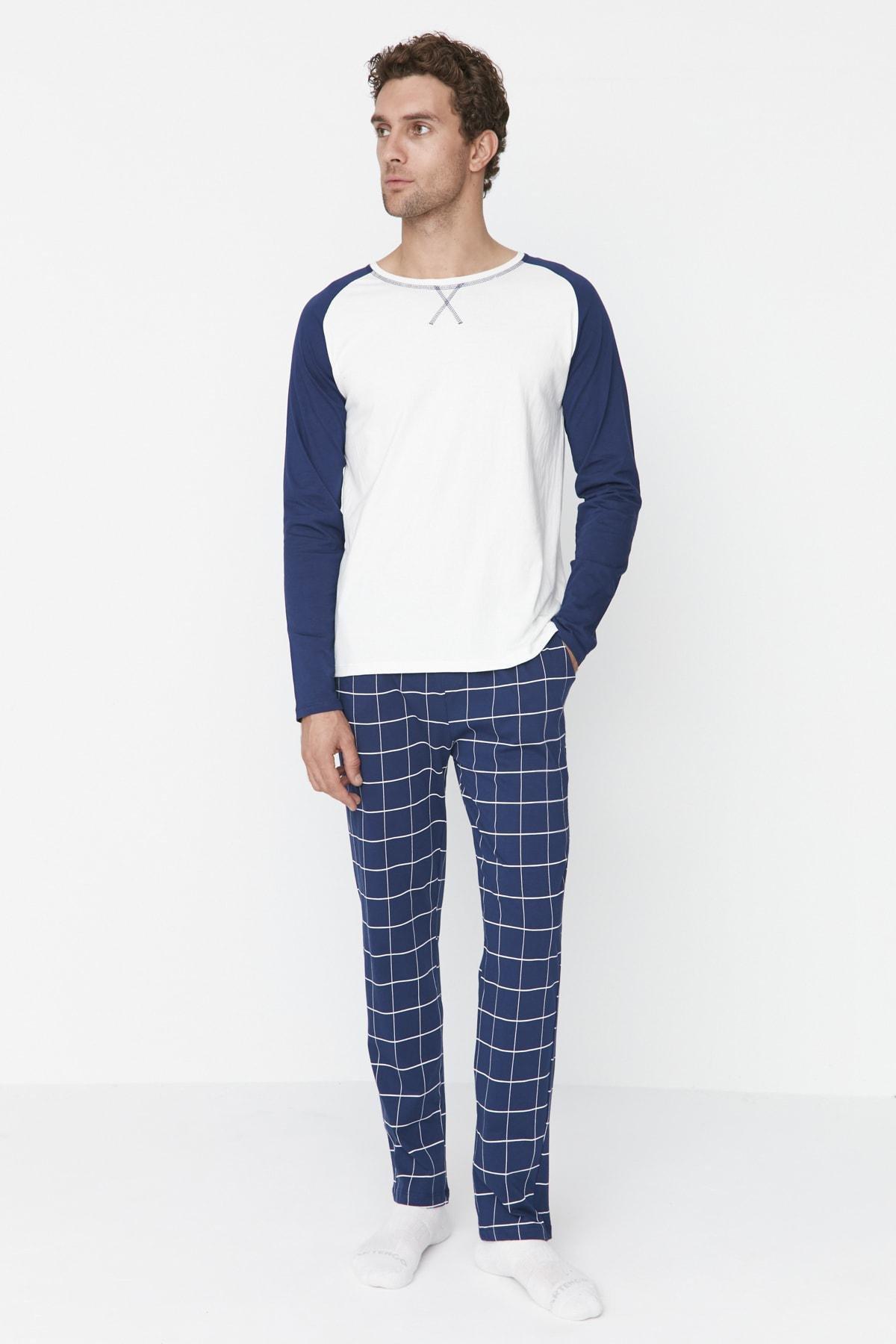 Navy Plaid Pajama Set, , large image number 0