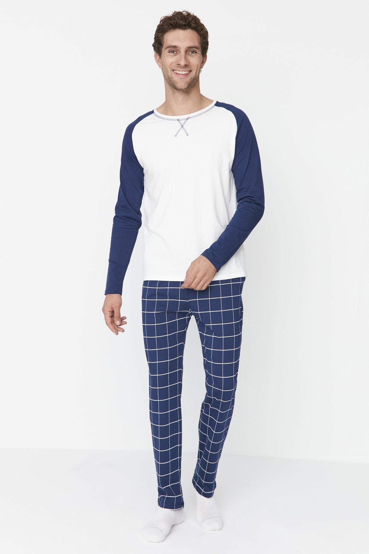 Navy Plaid Pajama Set, , large image number 1