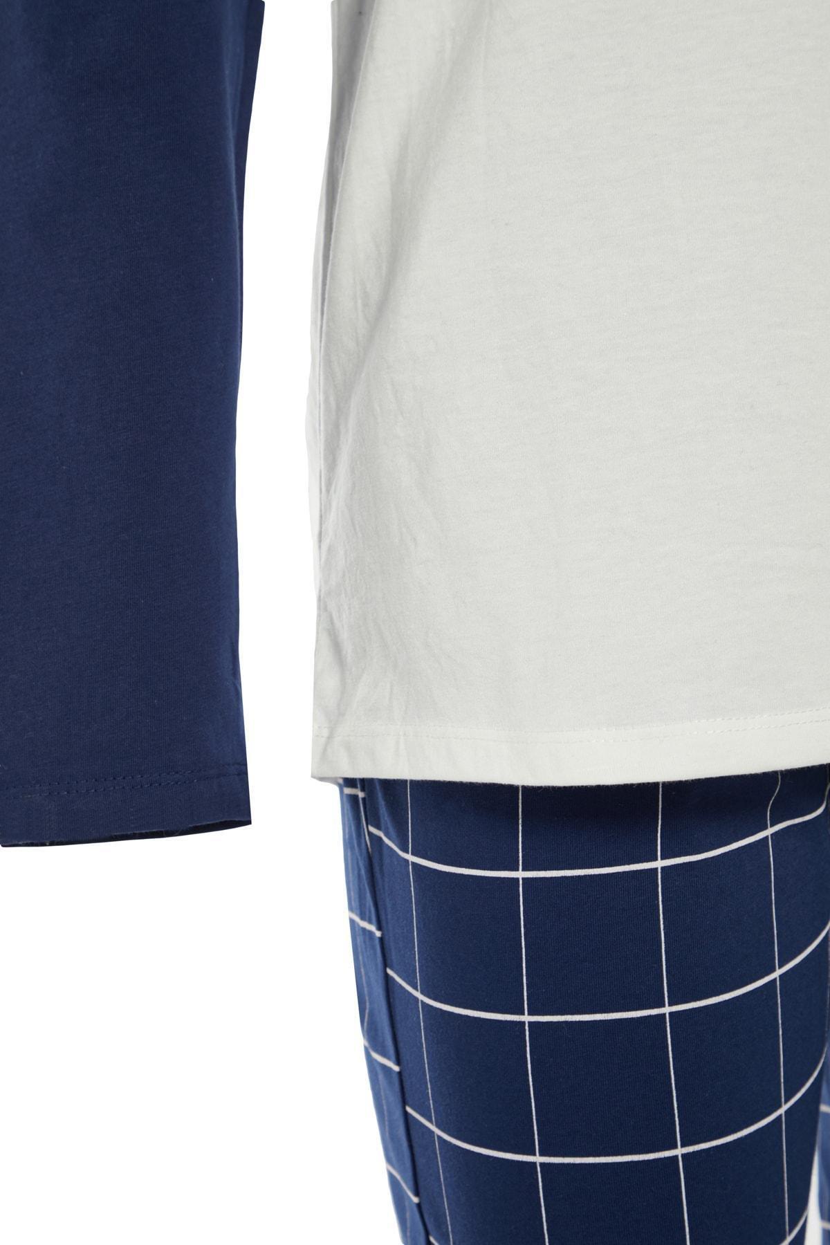 Navy Plaid Pajama Set, Dark blue, large image number 5