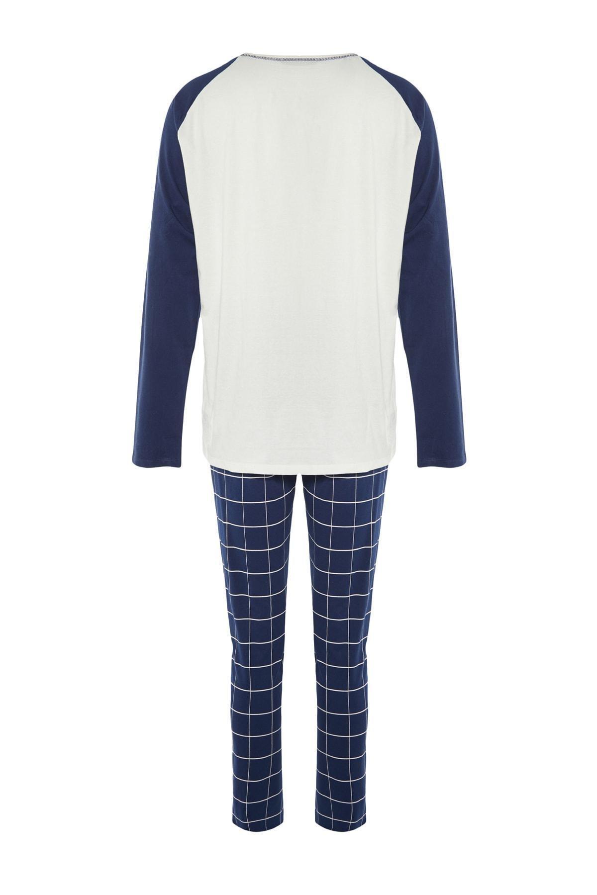 Navy Plaid Pajama Set, Dark blue, large image number 7